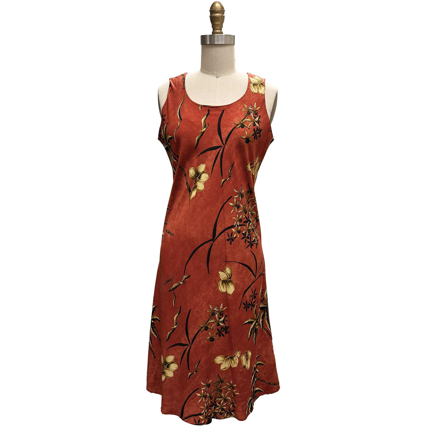 Retro Oasis Tank Dress - Rust