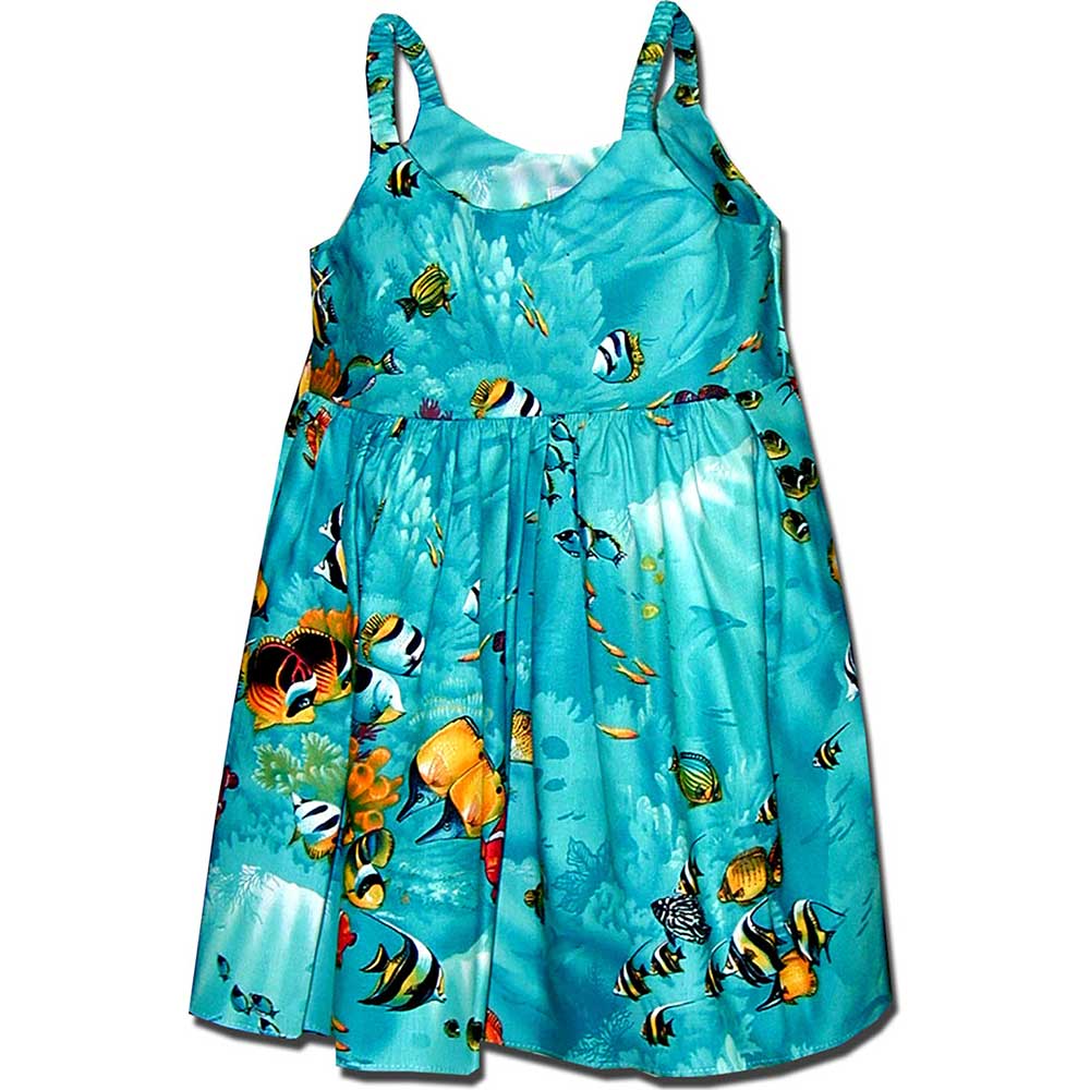 Fishy Fest Turqoise Girl's Bungee Dress