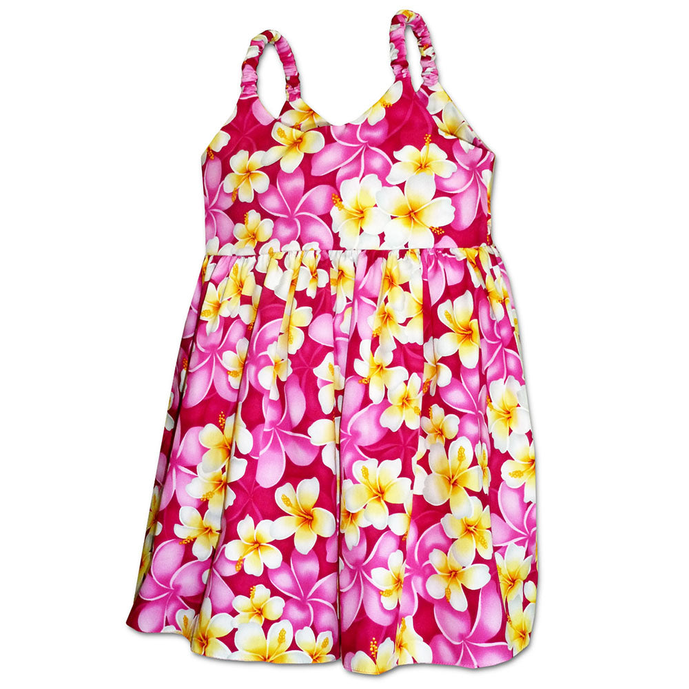 Plumeria Time Pink Girl's Bungee Dress