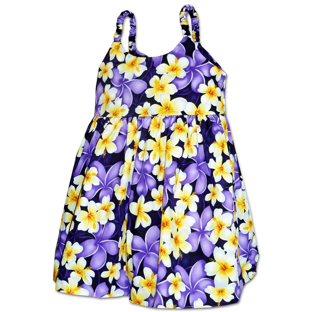 Plumeria Time Purple Girl's Bungee Dress