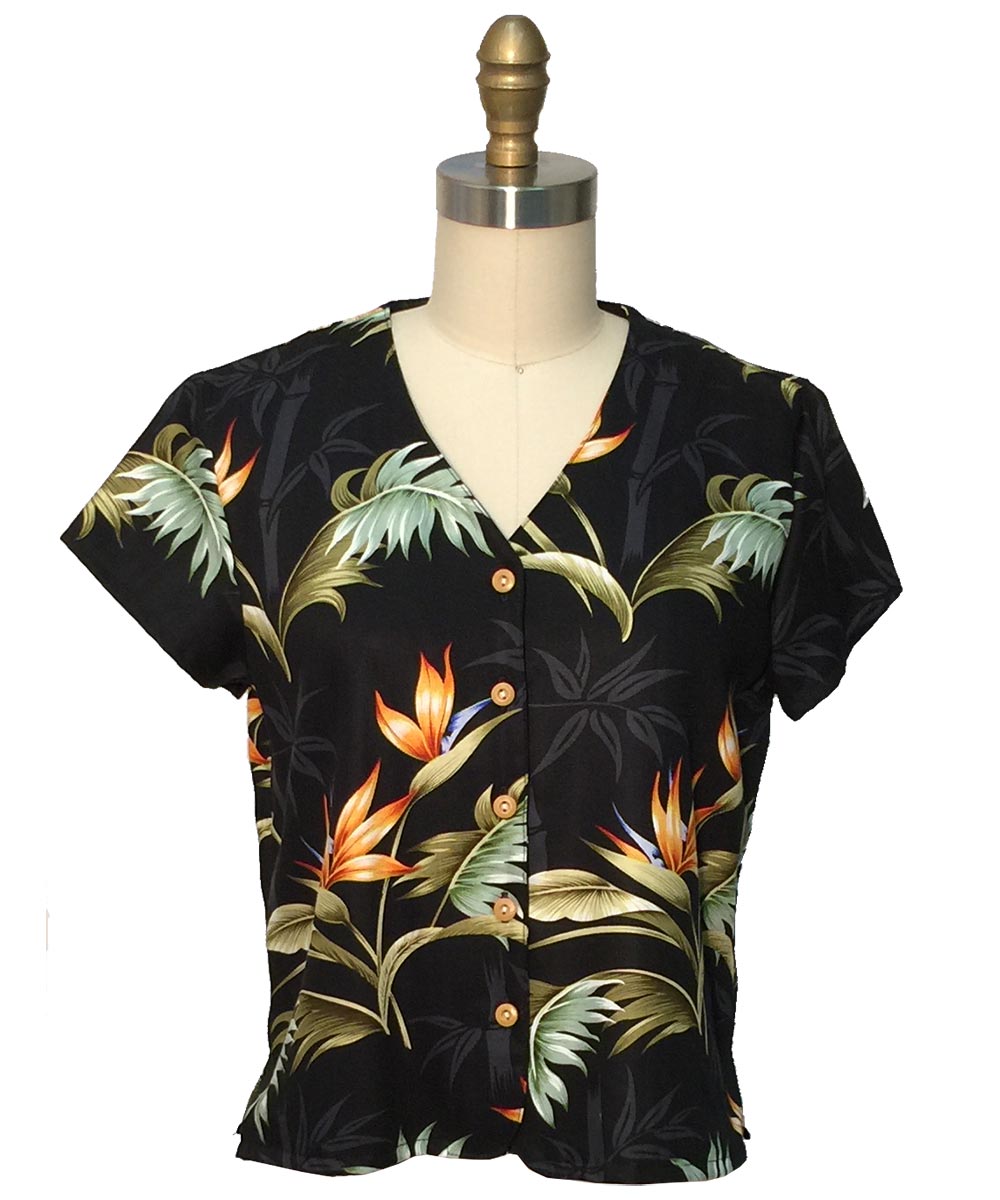 Bamboo Paradise Black V-Neck Top