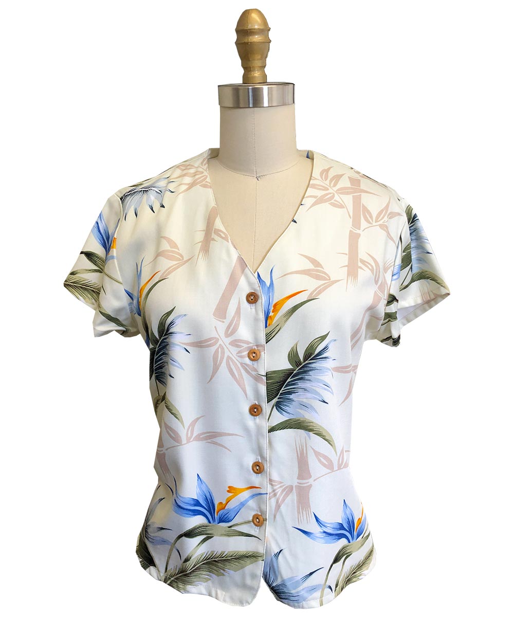 Bamboo Paradise Cream V-Neck Top