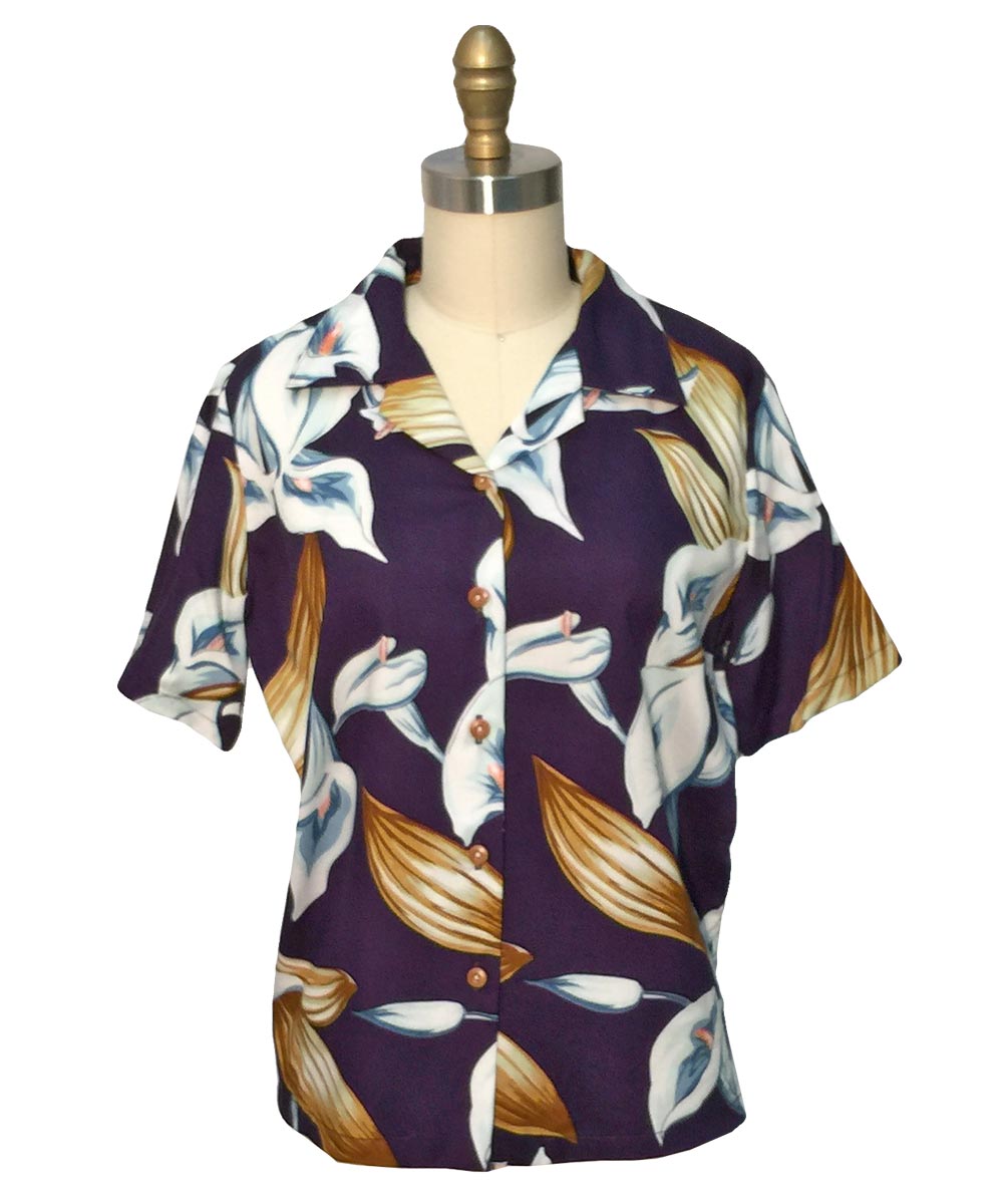 Ladies Calla Lily Purple Camp Shirt