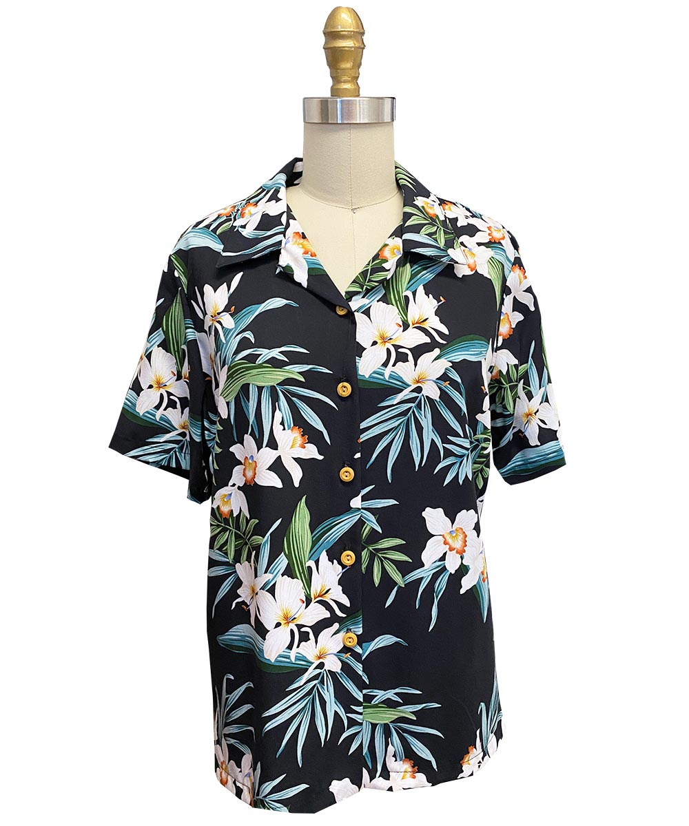 Ladies Orchid Ginger Black Camp Shirt