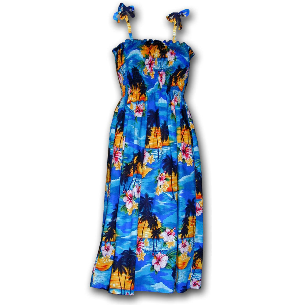 Waikiki Sunset Blue Spaghetti Tube Dress