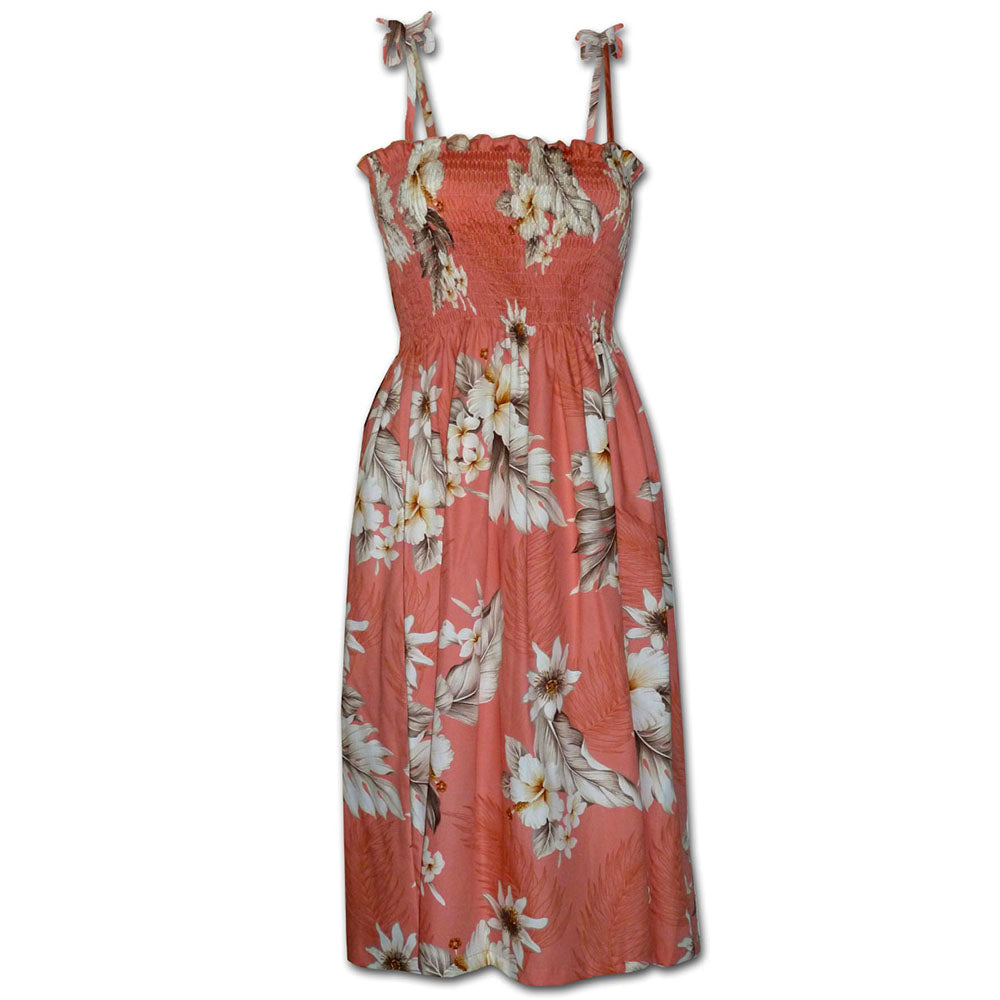 Hibiscus Dream Peach Spaghetti Tube Dress